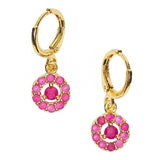 Spakling Essentials Round Drop Earrings with Pink Gems