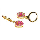 Spakling Essentials Round Drop Earrings with Pink Gems