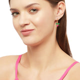 Spakling Essentials Green & Pink Stone Earrings