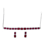 Cz Studded Rhodium Plated Necklace Set