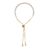 Slip-on Chain Style Brass CZ Adorned Gold Plated Bracelet