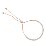 Oval Cut CZ Adorned Chain Style Brass Rose Gold Plated Bracelet