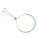 Cushion Setting Green CZ Adorned Gold Plated Chain Brass Bracelet