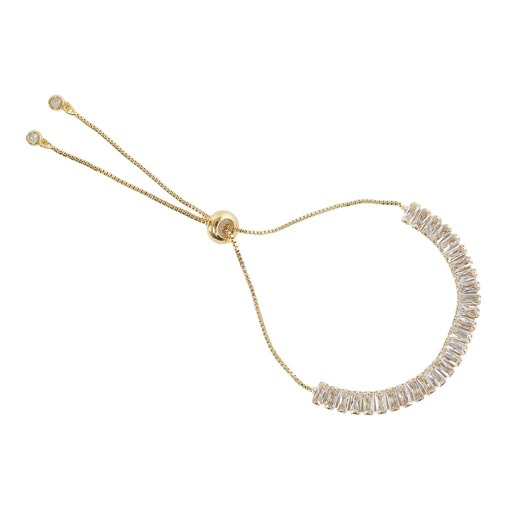 Gold Plated Women's CZ Adorned Chain Bracelet