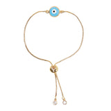 Enamelled Evil Eye Charm CZ Embellished Brass Gold Plated Chain Bracelet