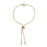 White and Blue Evil Eye Amulet Gold Plated Brass Chain Bracelet