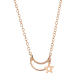 Gold Moon And Stars Interlinked Charm Necklace