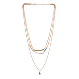 Evil Eye Blue Charms And Gold Plated Multi-Layered Necklace