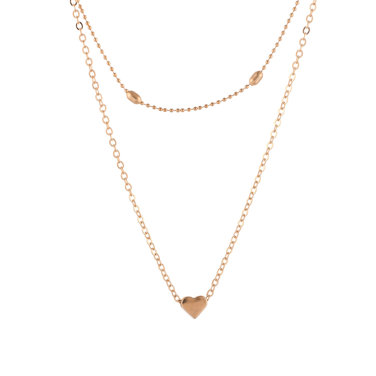 Trendy Essentials Tiny Heart Lightly Embellished Brass Gold Plated Necklace