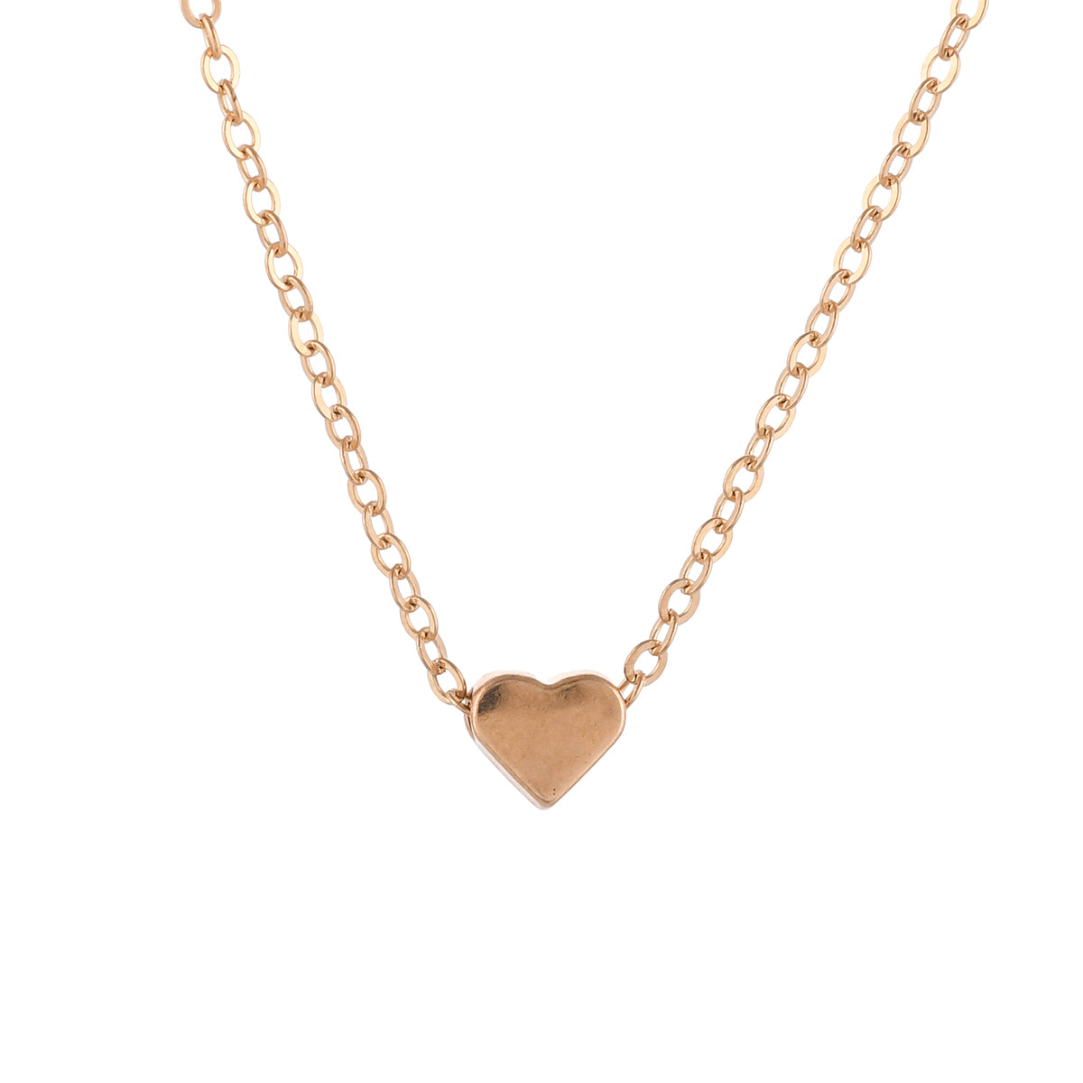 Trendy Essentials Tiny Heart Lightly Embellished Brass Gold Plated Necklace
