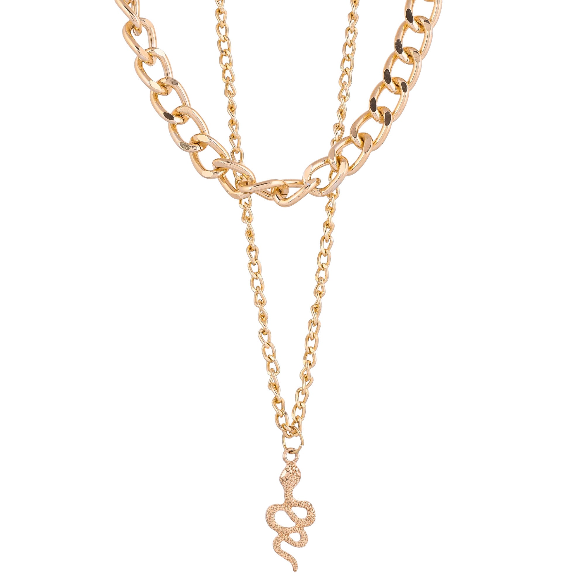 Link Snake Chain Stack Gold Charm Necklace – VOYLLA