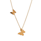 Dainty 2 Fluttering Butterfly Gold Plated Charm Necklace