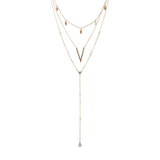 Trendy Essentials Contemporary Lightly Embellished Brass Gold Plated Layered Necklace