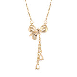 Scintillating Bow Charm Gold Plated Necklace