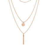 A Bar And Disc Gold Plated Charm Necklace