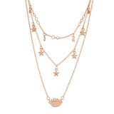 Evil Eye Talisman And Twinkling Stars Charm Gold Plated Necklace