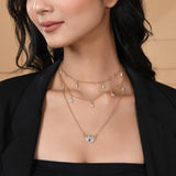 Evil Eye Talisman And Twinkling Stars Charm Gold Plated Necklace