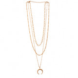 Trendy Essentials Crescent Layered Gold Plated Brass Necklace