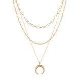 Trendy Essentials Crescent Layered Gold Plated Brass Necklace