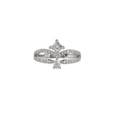 Sparkling Elegance Rectangle Cut CZ Adorned Silver Plated Ring