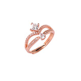 Pear and Rectangle Cut Zircons Brass Rose Gold Plated Ring
