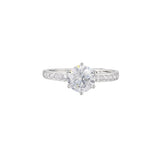 Round Cut Cluster Setting CZ Adorned Brass Silver Plated Ring