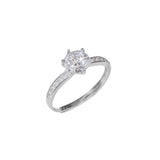 Round Cut Cluster Setting CZ Adorned Brass Silver Plated Ring
