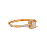 Luxurious Yellow Gold Plated Zircons Embellished Brass Ring