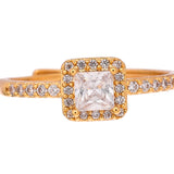 Luxurious Yellow Gold Plated Zircons Embellished Brass Ring