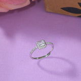 Sparkling Elegance Emerald Cut Cluster Setting Zircons Silver Plated Ring