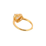Heart Round Cut Zircon Adorned Gold Plated Brass Ring