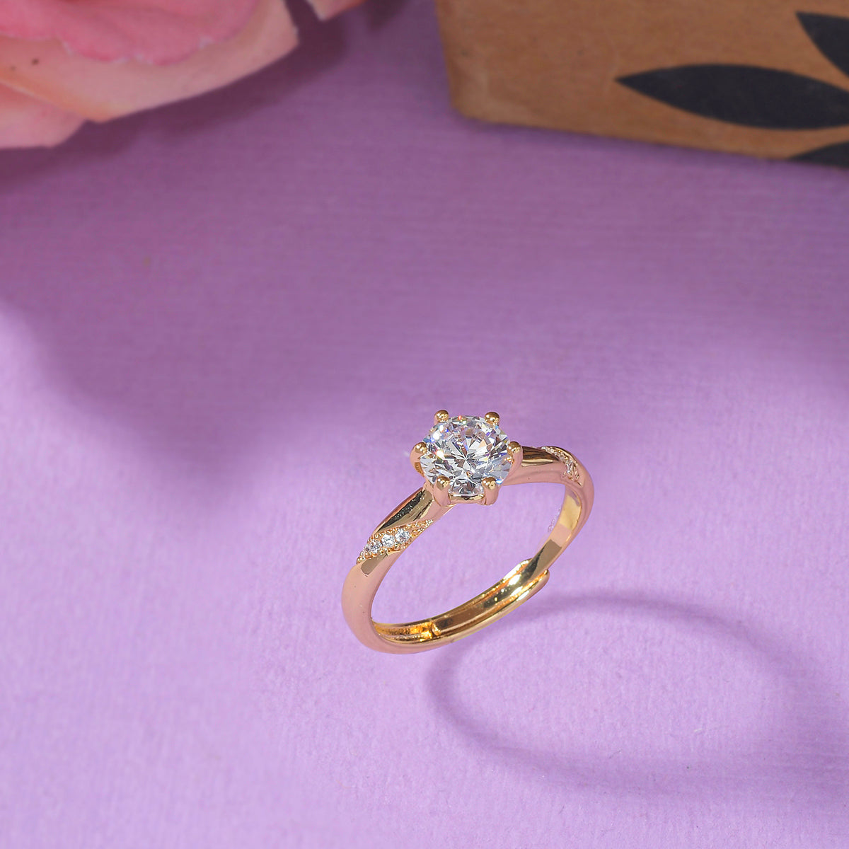 Sparkling Elegance Gold Plated Cluster Setting Zircons Adorned Ring