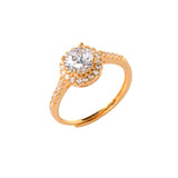 Four Prong Setting Deep Set Zircon Gold Plated Brass Ring