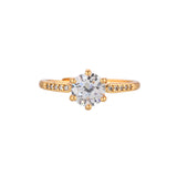 Round Cut Cubic Zircon Embellished Brass Yellow Gold Plated Ring
