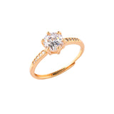 Round Cut Cubic Zircon Embellished Brass Yellow Gold Plated Ring