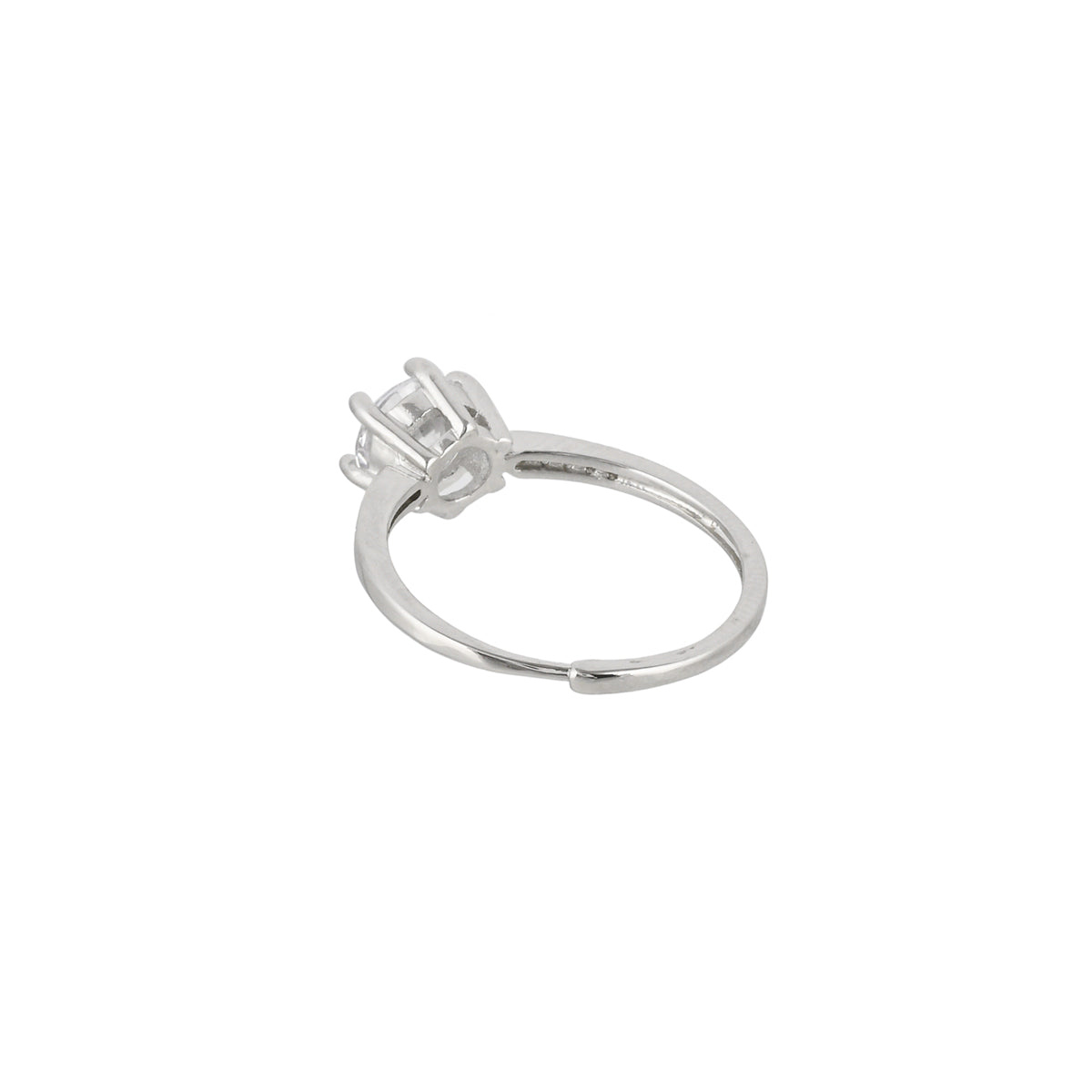 Classic Silver Plated Round Cut Zircon Adorned Ring