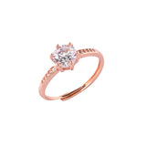 Rose Gold Plated Clear Zircon Adorned Brass Ring