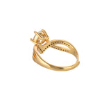 Crown Design Round Cut Zircon Adorned Gold Plated Brass Ring