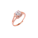 Rose Gold Plated Brass Cluster Setting Zircons Adorned Ring