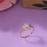 Rose Gold Plated Brass Cluster Setting Zircons Adorned Ring