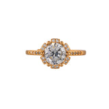 Yellow Gold Plated Round Cut Zircon Adorned Brass Ring