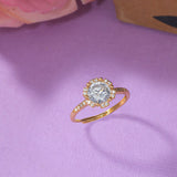 Yellow Gold Plated Round Cut Zircon Adorned Brass Ring