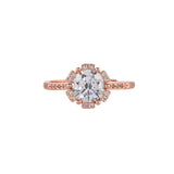 Floral Rose Gold Plated Round Cut CZ Adorned Brass Ring