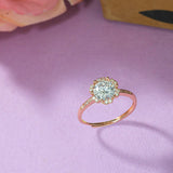 Floral Rose Gold Plated Round Cut CZ Adorned Brass Ring