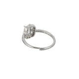 Cluster Setting Emerald Cut Zircon Brass Silver Plated Ring