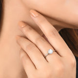 Silver Plated Thin Band Round Cut Zircon Brass Ring