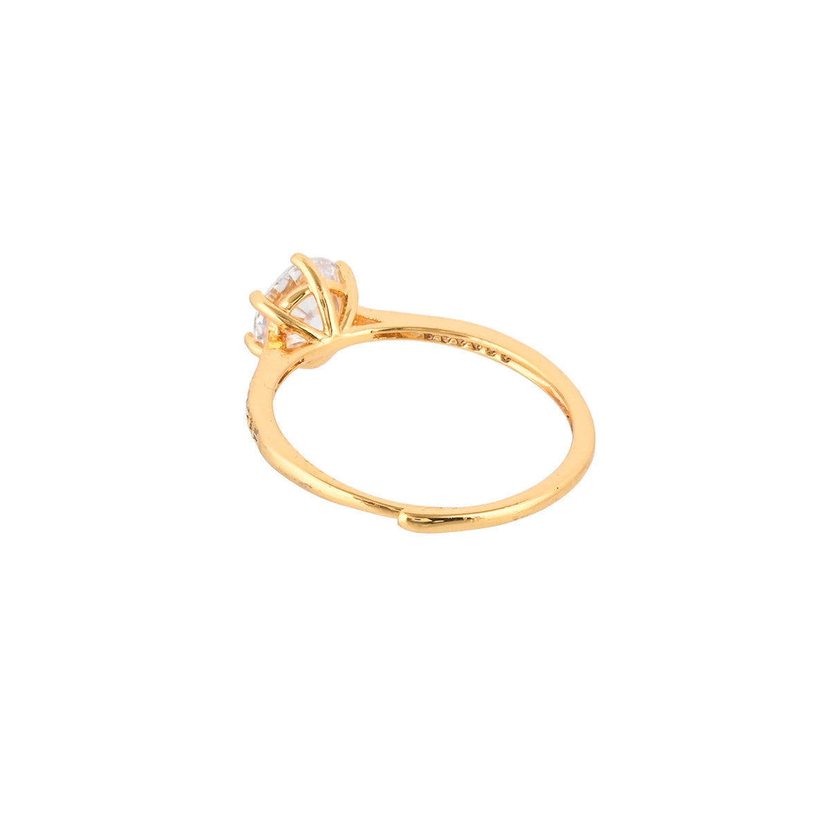 Gold Plated Round Cut Cubic Zirconia Adorned Ring