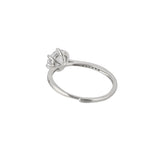 Round Cut Clear Zircon Adorned Brass Silver Plated Ring