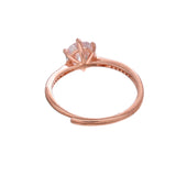 High Set Round Cut Zirconia Rose Gold Plated Brass Thin Band Ring