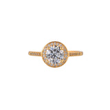 Round Cut Deep Set Cluster Setting Zircon Gold Plated Brass Ring
